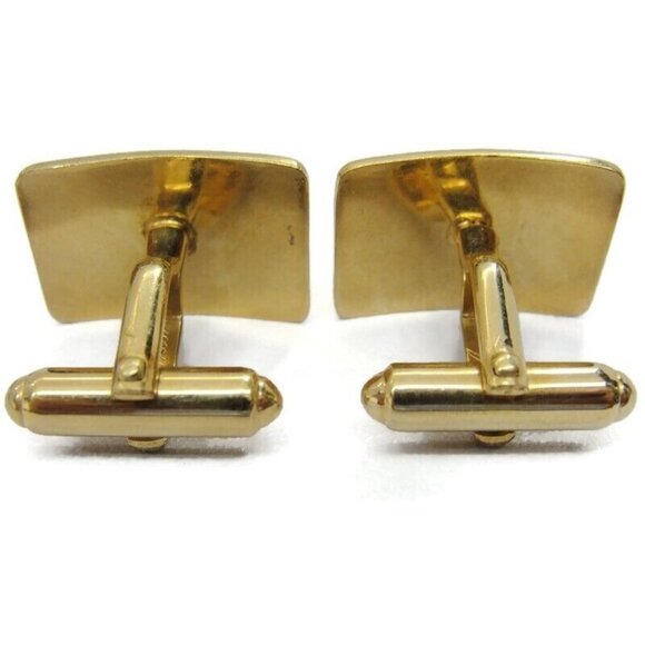 Signed Anson 12K Gold Filled Smooth Curved Rectangle Cufflinks - Picture 6 of 10